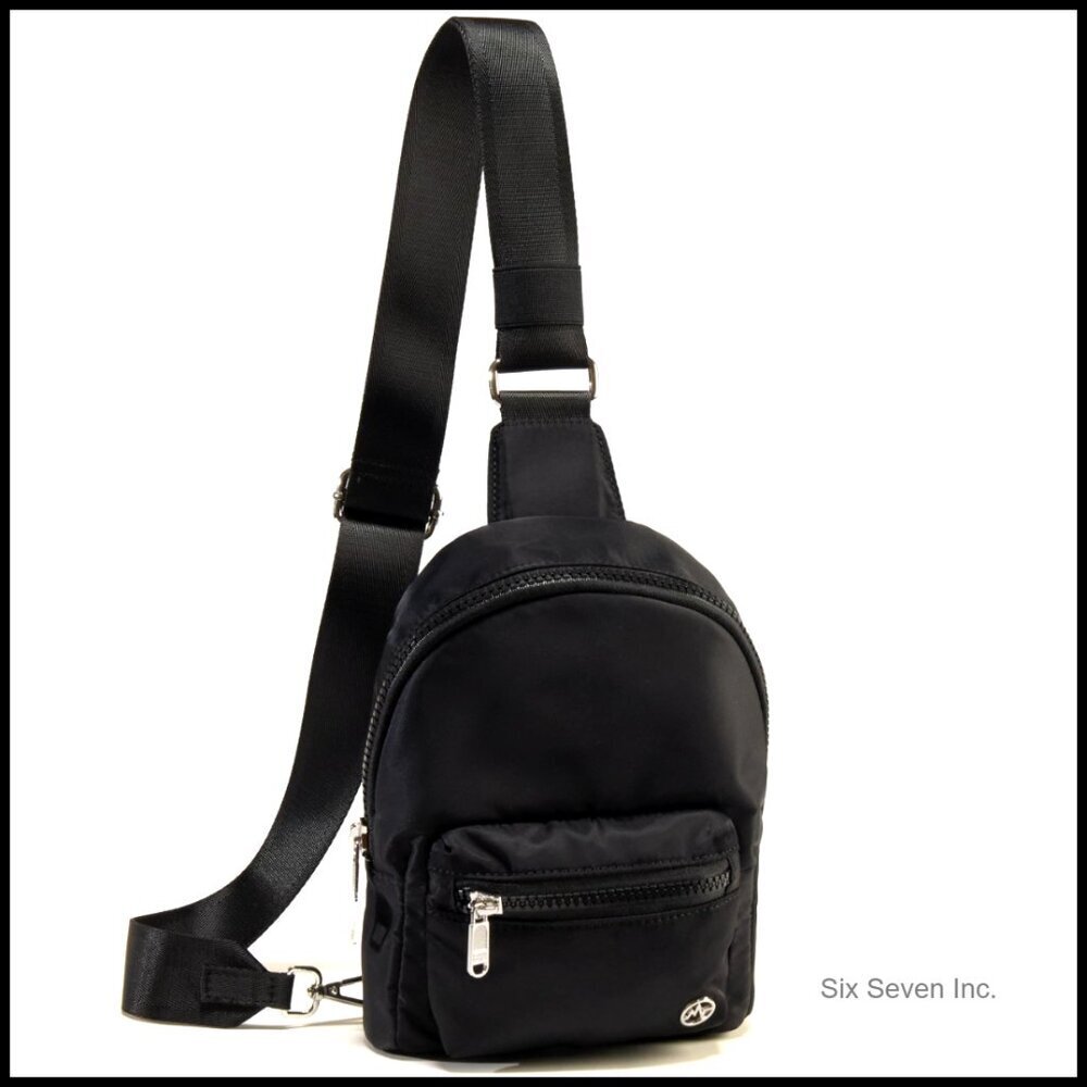 Compact Crossbody Sling Bag Water-Repellent Nylon Adjustable Strap Travel Purse